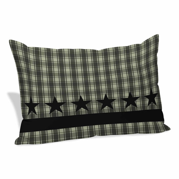 Sage Green Black Plaid Pillow Covers 12"x20", Vintage Star Buffalo Check Rustic Soft Brushed Microfiber Breathable Throw Pillow Covers, Pillowcase with Zipper for Couch Sofa Bedroom Living Room