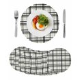 thumbnail image 1 of Sage Green Black Plaid Round 13 Inch Placemats Set of 8, Farmhouse Green Black Checkered HeatResistant Non Slip Place Mats for Dining Table, Wipeable Braided Kitchen Table Mats for Housewarming, 1 of 9