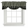 thumbnail image 1 of Sage Green Black Plaid Tie Up Valance Curtains for Windows, Kitchen Curtains Window Treatments, Vintage Star Buffalo Check Rustic Short Window Shades Valances for Bedroom Bathroom Cafe 42"x18", 1 of 8