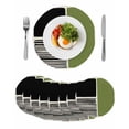 thumbnail image 1 of Sage Green Black Round 13 Inch Placemats Set of 8, Farmhouse Striped Modern Abstract Art HeatResistant Non Slip Place Mats for Dining Table, Wipeable Braided Kitchen Table Mats for Housewarming, 1 of 9