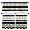 thumbnail image 1 of Sage Green Black Stripe Kitchen Curtains Sets for Windows 36 Inch Length, Modern Abstract Coarse Striped Rod Pocket Window Treatments Tier Curtains and Valances Set for Bedroom/Bathroom, 1 of 8