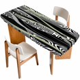 thumbnail image 1 of Sage Green Black Stripes Table Cloths for 8 Foot Rectangle Tables, Grey Abstract Gradient Striped Patio Waterproof Elastic Fitted Tablecloths, Washable Rectangular Table Cover for Camping, 1 of 8