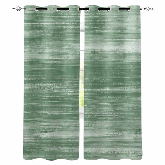 Sage Green Blackout Curtains for Bedroom Living Room Darkening Curtains 54 Inch Long Vintage Modern Abstract Art Ombre Short Curtain for Small Window Treatment Insulated Grommet Drapes 42"x54"x2