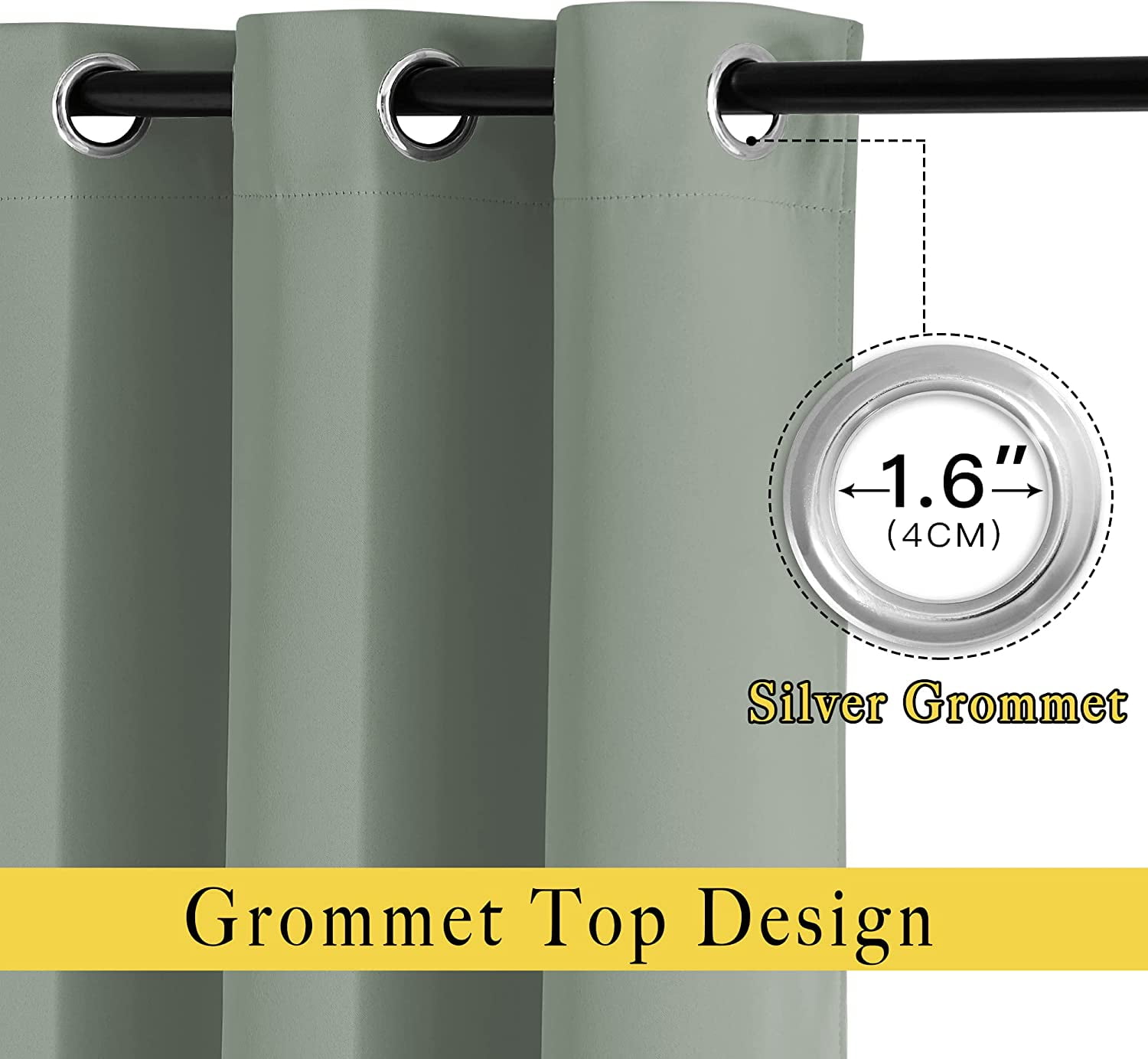 Sage Green Blackout Curtains & Drapes For Bedroom - Room Darkening ...