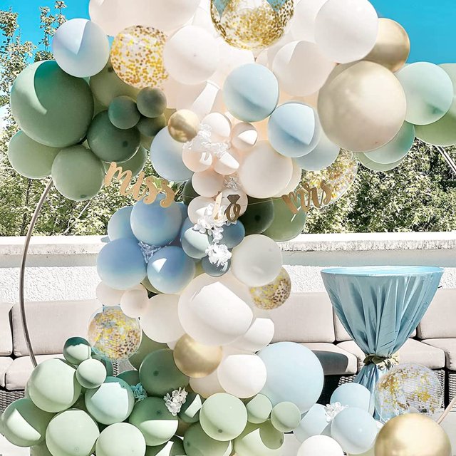 Sage Green and Blue DHF10 Balloon Garland Kit with 18 10 5 inch