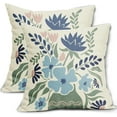 thumbnail image 1 of Sage Green Blue Pink Floral Pillow Covers 20x20 Set of 2 Spring Flower Print Decorative Throw Pillow Cases Outdoor Farmhouse Decoration for Sofa Couch Bed, 1 of 6