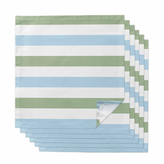 Sage Green Blue Striped Cloth Napkins, Farmhouse Sage Green Stripes Washable and Reusable Dinner Napkins Set of 6, Table Napkin for Kitchen Party Birthday Wedding Hotel Housewarming 20"x20"
