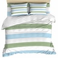 thumbnail image 1 of Sage Green Blue Striped Duvet Cover Set, Farmhouse Sage Green Stripes Soft Duvet Cover Full Size Bedding Set 4 Pieces, 1 Quiltcover and 2 Pillowcases with Zipper, 1 Bed Sheet for All Seasons, 1 of 9