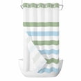 thumbnail image 1 of Sage Green Blue Striped No Hook Shower Curtain Waterproof, Bathroom Curtains with Snap in Liners and See Through Top Window, Farmhouse Sage Green Stripes Hotel Style Bathtub Curtains Shower 54"Wx78"L, 1 of 8