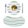 thumbnail image 1 of Sage Green Blue Striped Round 13 Inch Placemats Set of 8, Farmhouse Sage Green Stripes HeatResistant Non Slip Place Mats for Dining Table, Wipeable Braided Kitchen Table Mats for Housewarming, 1 of 9