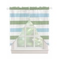 thumbnail image 1 of Sage Green Blue Striped Swag Valances for Windows, Farmhouse Sage Green Stripes Rod Pocket Sheer Valances for Large Windows, Swag Toppers Light Filtering for Kitchen Living Room 2 Panels 36''x63'', 1 of 6