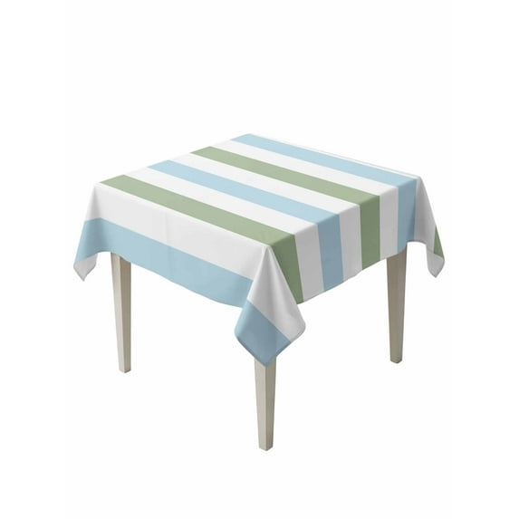 Sage Green Blue Striped Table Cloth, Farmhouse Sage Green Stripes Waterproof Tablecloth for Square Tables, Reusable Washable Fabric Table Cover for Restaurant Kitchen Dining Tables 60"x60"