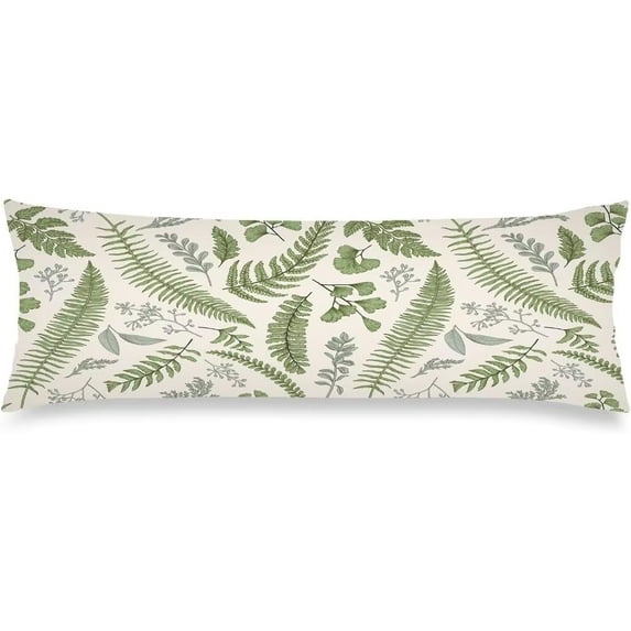 Sage Green Body Pillow Cover 20x54 Pillow Case,Leaves Tropical Plant Leaf Botanical Vintage Floral Cushion Long Pillowcase with Zipper Decorative Soft Large Bedding Pillow Cases for Bedroom,Couch