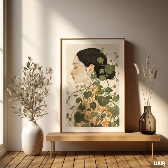 Sage Green Bohemian Botanical Wall Art Set, Unframed Paper Print Size 8x12