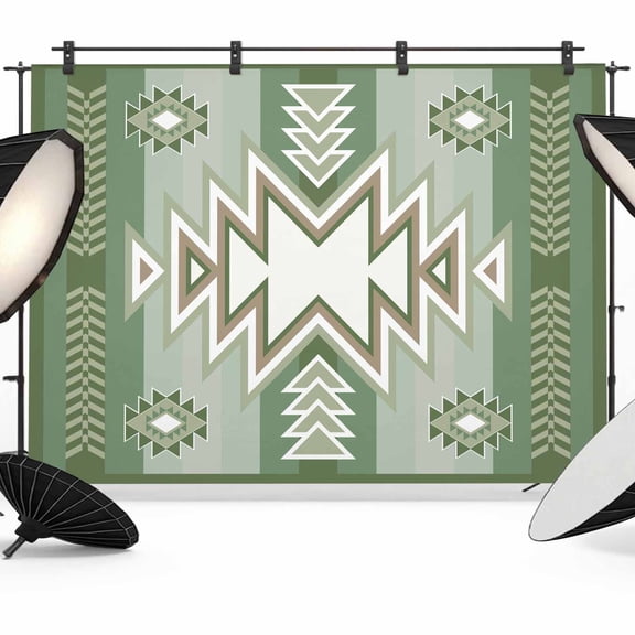 Sage Green Boho Backdrop for Photography,Fabric Photo Background Backdrop,American Native Southwest Abstract Art Photo Booth Background for Portrait Photoshoot Video Wedding Decoration Banner 12x8ft
