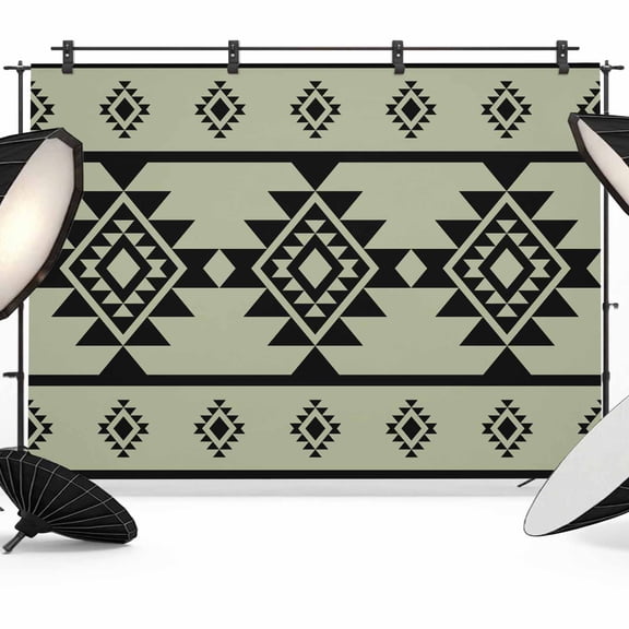 Sage Green Boho Backdrop for Photoshoot,Photography Photo Studio Background Wall Backdrop,Southwest Aztec Abstract Geometric Back Drop Banner Panel for Portraits Wedding Party Live Streaming 8x6Ft