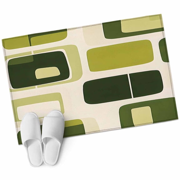 Sage Green Boho Bathroom Mat 2x3 FT, Non Slip Small Kitchen Mat, Modern Abstract Geometric Middle Century Washable Soft Backed Front Door Throw Rug Indoor Outdoor Doormat for Entryway Sink