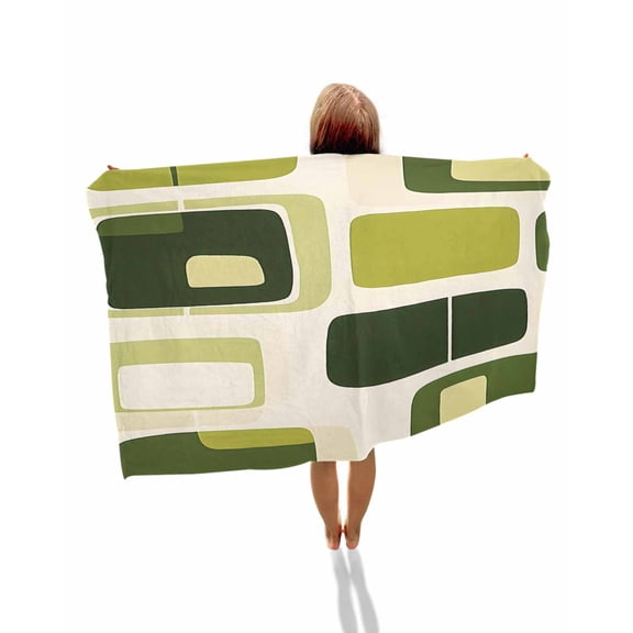 Sage Green Boho Beach Towels Oversized Super Absorbent, Modern Abstract Geometric Middle Century Lightweight Bath Towel Quick Dry Sets For Bathroom/Pool/Rv Camping/Beach Play/Gym Room/Picnic 23"x47"