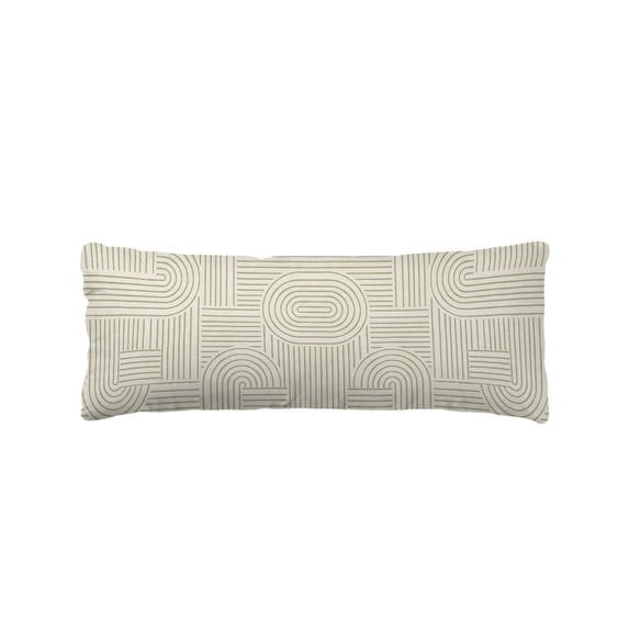 Sage Green Boho Body Pillow Cover 20 x 54 Inch Decorative Pillow Cover Abstract Geometric Curves Lines Modern Lumbar Pillowcase Seasonal Rectangle Cushion Case for Couch Sofa Bed Living Room