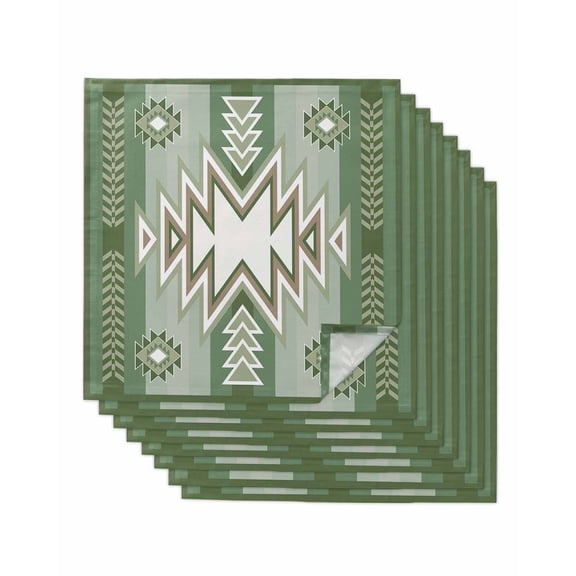 Sage Green Boho Cloth Napkins Set of 8 Reusable Dinner Napkins, American Native Southwest Abstract Art Cocktail Napkin Washable Table Napkins for Wedding/Holiday Party/Baby Shower 20"x20"