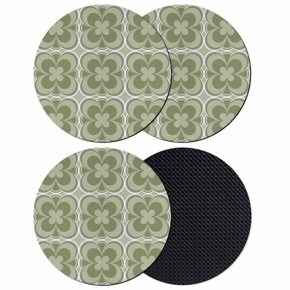 Sage Green Boho Coasters Set of 4, Absorbent Coasters for Drinks, Farmhouse Chic Abstract Patterned Coaster for Desk Coffee Table Protection, Home Decor House Warming Gifts 4"