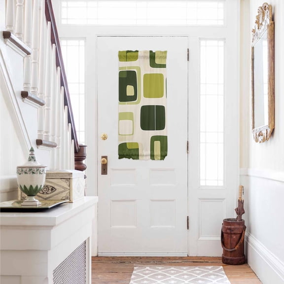 Sage Green Boho Door Curtains for Door Window, French Sidelight Front Back Door Curtains With Tieback, Modern Abstract Geometric Middle Century Kitchen Rod Pocket Drapes Panel, 25"x40"