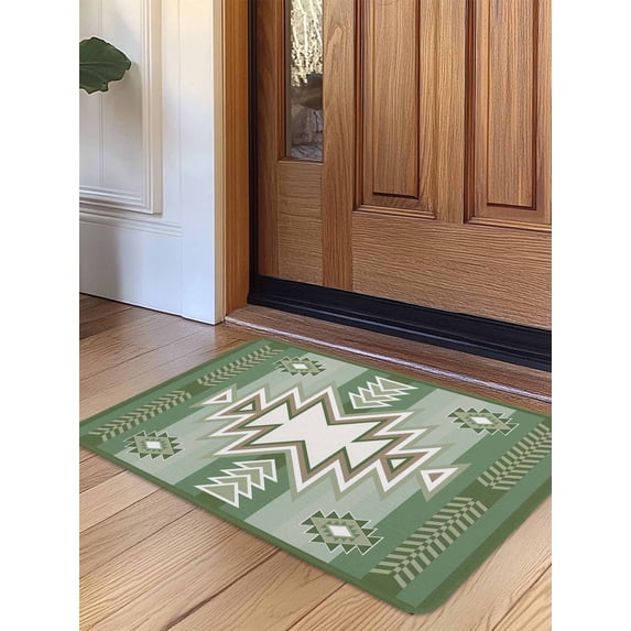Sage Green Boho Door Mat Indoor Outdoor Entrance, Non Slip Rug for Kitchen Bathroom Entryway Rug, American Native Southwest Abstract Art Washable Doormat Floor Mat for Office 24x36 Inch