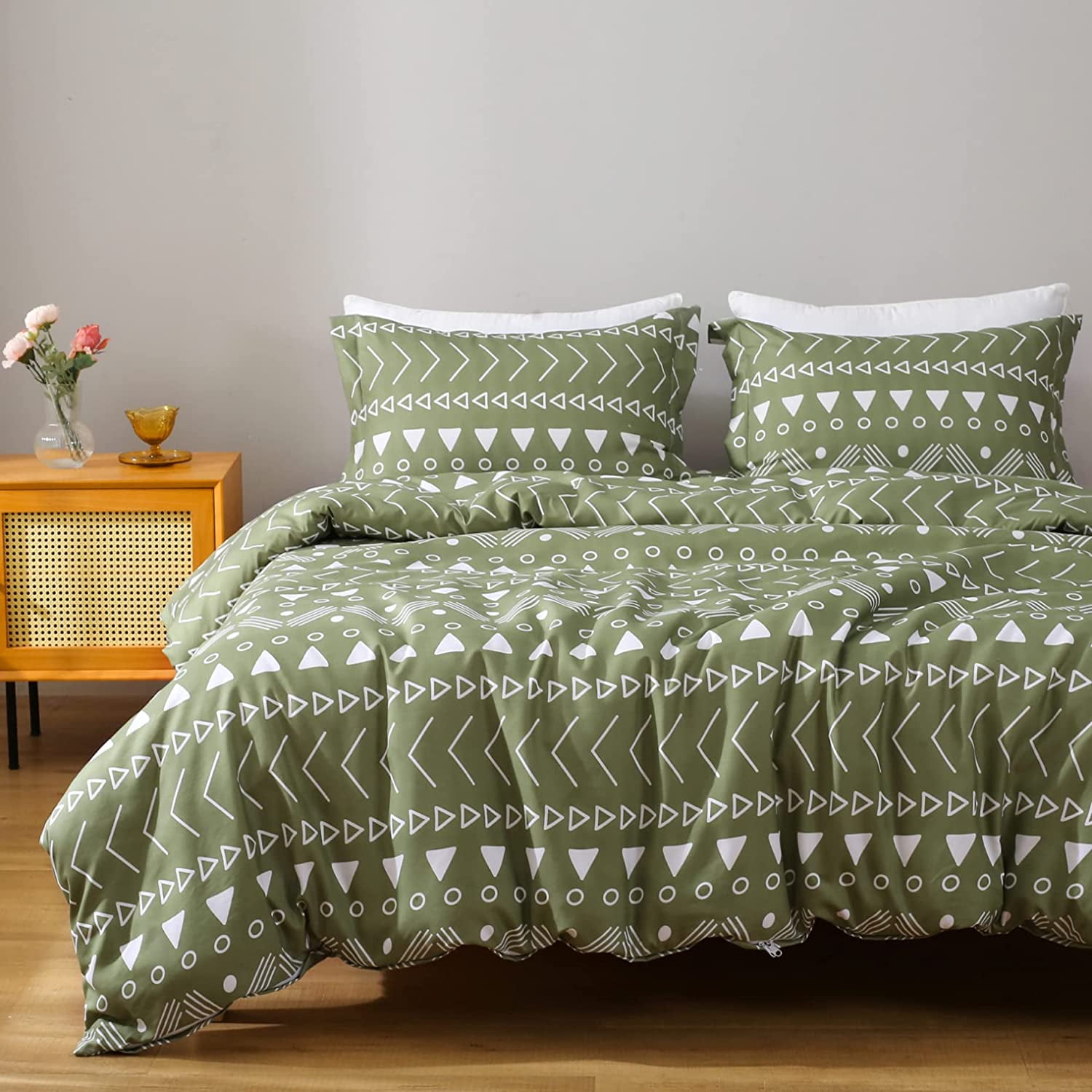 Colorful Boho Geometric King Size Tribal Comforter Cover Set 100%  Microfiber Aztec Bedding with Zipper Pillowcases - Walmart.com