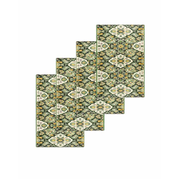 Sage Green Boho Kitchen Dish Towels for Drying Dishes Set of 4, Rustic Southwest Plants Motifs Waffle Weave Microfiber Terry Hand Tea Bathroom Towels Quick Dry & Absorbent Towel 15.7x23.6