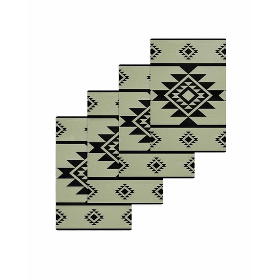 Sage Green Boho Kitchen Dish Towels for Drying Dishes Set of 4, Southwest Aztec Abstract Geometric Waffle Weave Microfiber Terry Hand Tea Bathroom Towels Quick Dry & Absorbent Towel 15.7x23.6