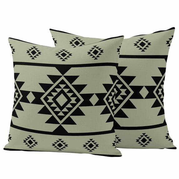 Sage Green Boho Outdoor Waterproof Pillow Covers, Southwest Aztec Abstract Geometric Decorative Square Throw Pillowcase Sofa Cushion Sham for Patio/Couch/Chair, 24"x24" 2 Pack