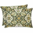 thumbnail image 1 of Sage Green Boho Pillow Cases Standard Size Set of 2, Smooth Satin Pillowcase for Hair and Skin, Rustic Southwest Plants Motifs Decorative Cooling Bed Pillow Covers with Zipper, 20x26 Inches, 1 of 5