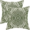 thumbnail image 1 of Sage Green Boho Pillow Covers 18x18 Inch 2 Pcs Vintage Carpet Pattern Bohemia Decor Throw Pillows Spring Summer Outdoor Farmhouse Decoration Pillowcase Linen Cushion Cover for Couch Sofa Bed, 1 of 6