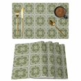 thumbnail image 1 of Sage Green Boho Placemats Set of 6, Farmhouse Chic Abstract Patterned Placemats for Dining Table, Place Mats for Kitchen Tabletop, Waterproof Wipeable Dining Table Mats Set, 1 of 9