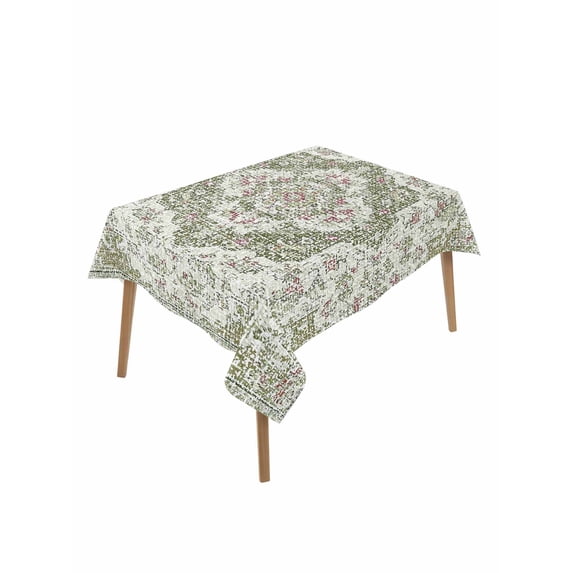 Sage Green Boho Rectangle Tablecloth, Vintage Abstract Art Ethnic Tribe Waterproof & StainResistant Tablecloth, Washable Oil-proof Table Cover for Dining/Party/Wedding/Camping/Buffet 60x84 In