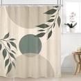 thumbnail image 1 of Sage Green Boho Shower Curtain Mid Century Modern Abstract Minimalist Leaves Beige Arch Geometric Plant Bathroom Decor Neutral Bath Curtain Fabric Polyester 72"W x 96"L (Pack of 1), 1 of 6