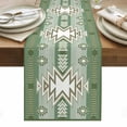 thumbnail image 1 of Sage Green Boho Table Runner - 108 Inch Long, Kitchen Dining Table Runner Dresser Scarves, American Native Southwest Abstract Art Farmhouse Decor for Coffee Tables Wedding Party Banquet, 1 of 8
