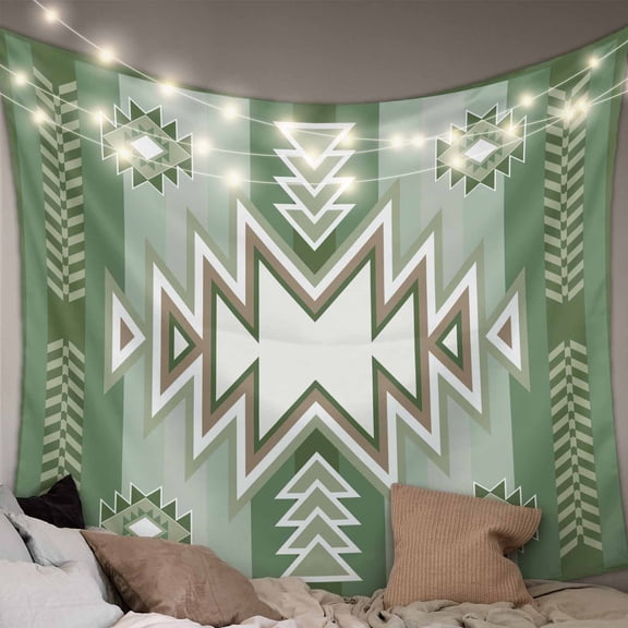 Sage Green Boho Tapestry for Bedroom Wall Hanging Tapestry, American Native Southwest Abstract Art Ceiling Backdrop Tapestries Poster Blanket Wall Decor for Teens Room Living Room Dorm 55" x 73"