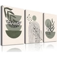 thumbnail image 1 of Sage Green Boho Wall Art, Abstract Framed Canvas Wall Art Geometric Line Leaf Sun Moon Beige Green Wall Decor, Minimalist Botanical Boho Room Decor, Sage Green Wall Posters & Prints for Living, 1 of 6
