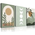 thumbnail image 1 of Sage Green Boho Wall Art, Boho Wall Decor, Mid-Century Modern Wall Art Prints, Framed Minimalist Abstract Sun Leaf Mountain Canvas Prints Boho Sage Green Wall Decor, 1 of 6