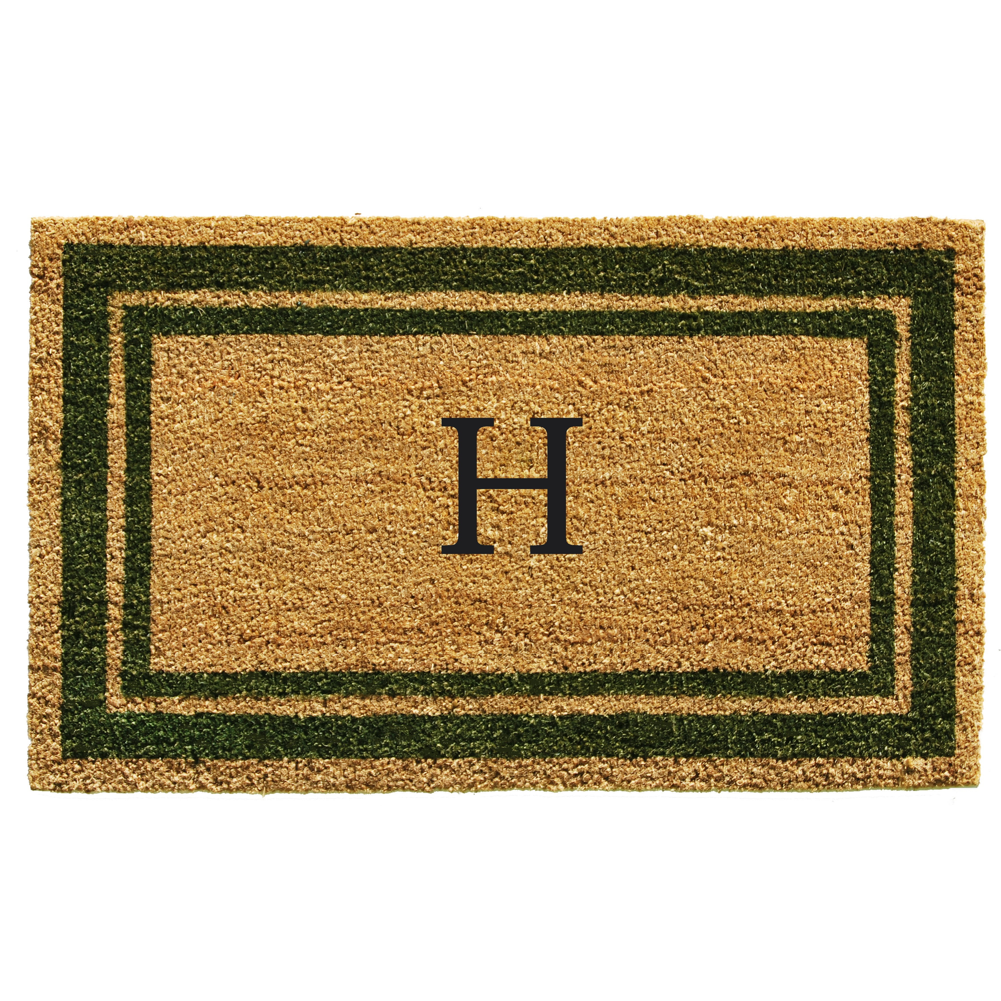 Sage Green Border Monogram Doormat (Letter H)