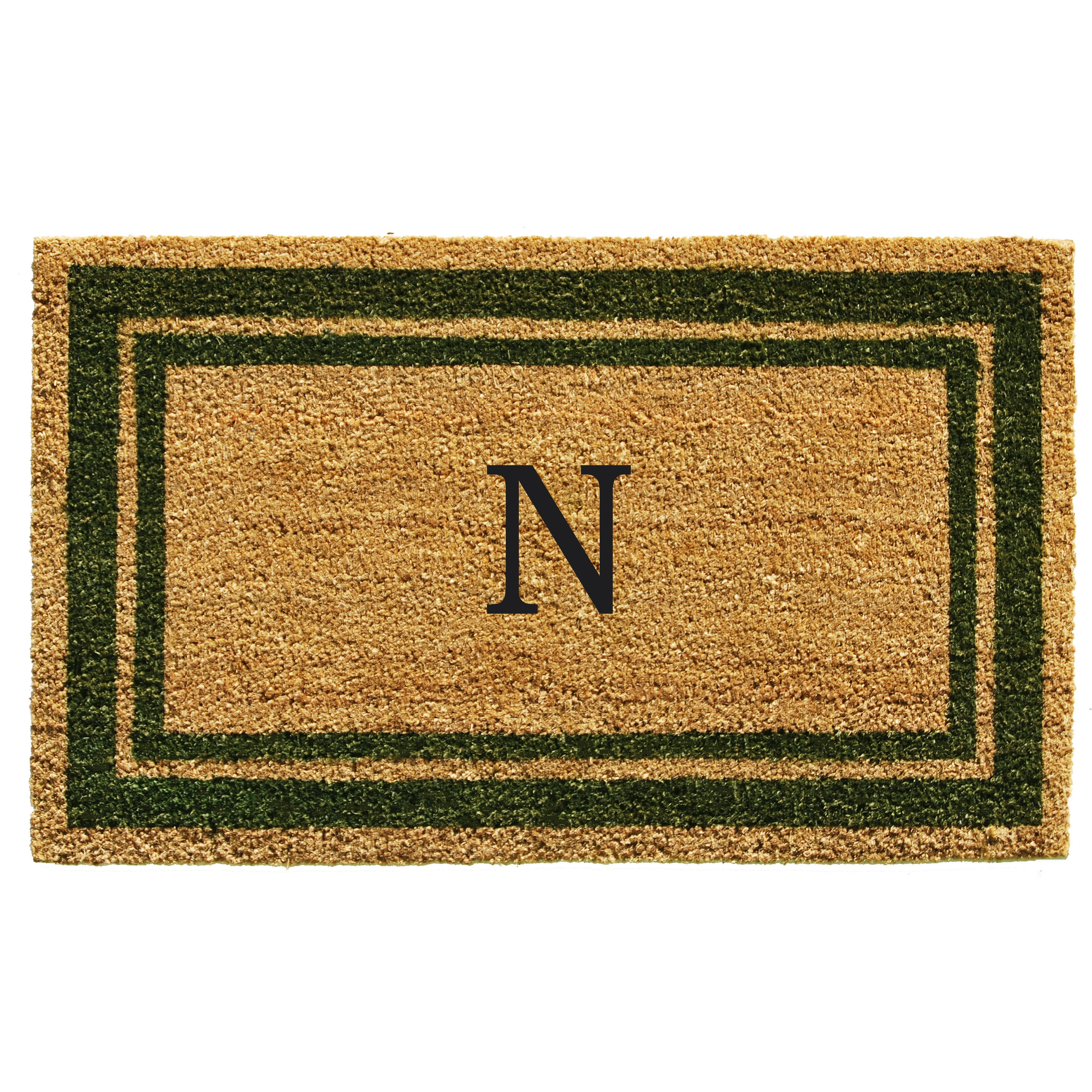 Sage Green Border Monogram Doormat (Letter N)