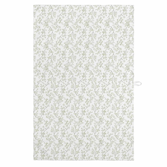 Sage Green Botanical 1 Pack Kitchen Towel, Water Absorbent Dish Towel, Plant Flower Floral Tree Branch Decorative Hand Towels - Quick Drying Cloth for Cooking Baking, 18x28 Inch