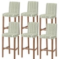 thumbnail image 1 of Sage Green Botanical Bar Stool Covers - Stretch Dining Chair Covers Set of 6, Summer Leaf Farmhouse Striped Bar Chair Cover Removable Counter Stool Pub Chairs Slipcovers Protectors for Kitchen/Cafe, 1 of 8