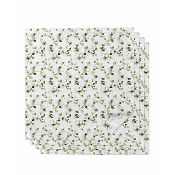 Sage Green Botanical Cloth Napkins Set of 4 Reusable Dinner Napkins, Retro Blossom Floral Wildflower Cocktail Napkin Washable Table Napkins for Wedding/Holiday Party/Baby Shower 20"x20"