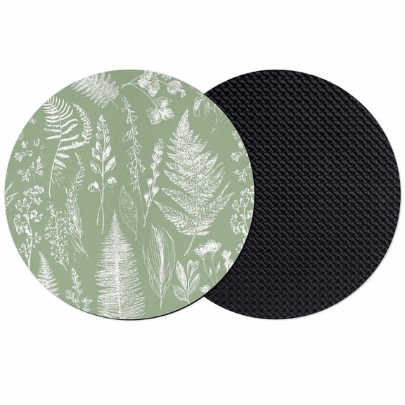 Sage Green Botanical Coasters Set of 2, Absorbent Coasters for Drinks, Farmhouse Country Leaves Plant Coaster for Desk Coffee Table Protection, Home Decor House Warming Gifts 4"