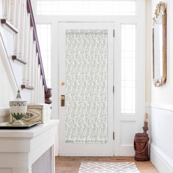 Sage Green Botanical Door Curtains for Door Window, French Sidelight Front Back Door Curtains With Tieback, Plant Flower Floral Tree Branch Kitchen Rod Pocket Drapes Panel, 25"x72"