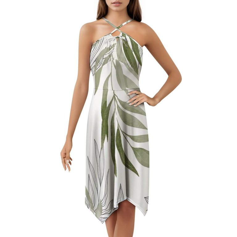 chinese dress ladies Crew Neck A-Line Sage Green Long Bridesmaid Dress – FancyVestido main image 1