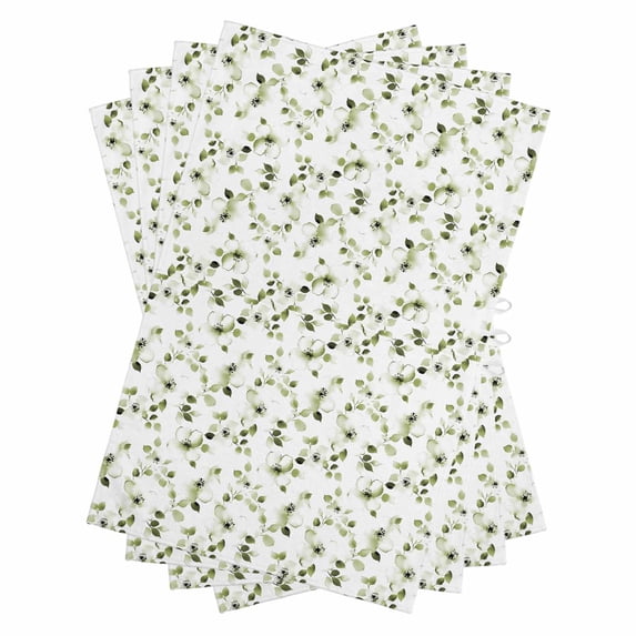 Sage Green Botanical Kitchen Towels Set of 4, Water Absorbent Dish Towel, Retro Blossom Floral Wildflower Decorative Hand Towels - Quick Drying Cloth for Cooking Baking, 18x28 Inch