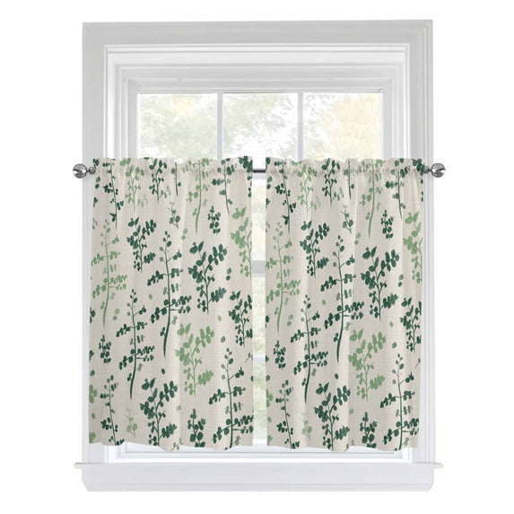 Sage Green Botanical Living Room Curtains 2 Panel, Rustic Country Spring Floral Summer Leaf Cafe Window Treatment, Farmhouse Bedroom Bathroom Kitchen Curtains Drapes 104"x54"